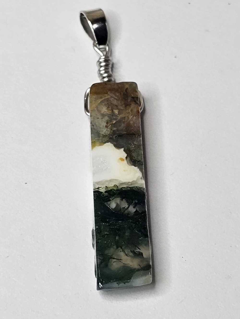 Green and Brown Moss Agate Necklace - Unbranded MEN/WOMEN Hand-crafted